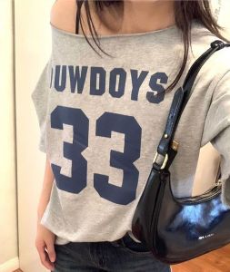 【Buy1Take1】Guhit American Retro Hot Girl Off-Shoulder Casualsimple sweet hot girl loose-fitting top