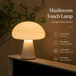 Denmark Creamy Mushroom Table Lamp Rechargeable Eye-Protective Sleep Lamp,White Ambient Light