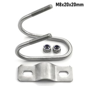 MISSUP 1Pcs Cross Clamp U Bolt Steel Connector Double U-Cross Tube Pipe Clip Durable 20 25 32 40 50 M8 Hose Clamp