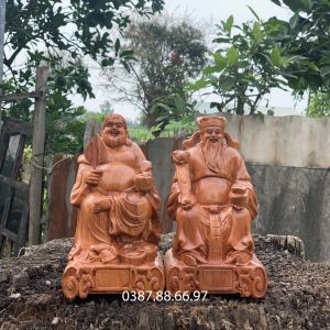 Cặp tượng thần tài thổ địa kích thước cao từ 15--30cm chất liệu gỗ hương