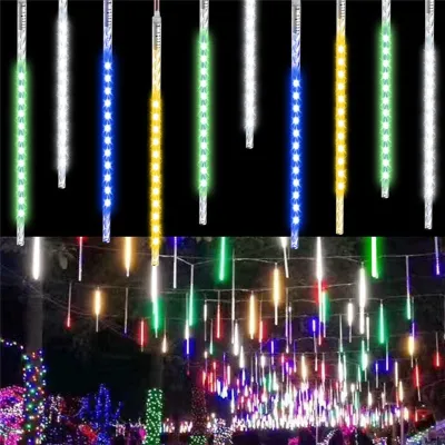 LED Meteor Shower Rain Light Festive Light String 8 Tube Meteor Tube Waterproof Garden Light Fairy Light Fairy Light Ramadan Christmas Wedding Decorations