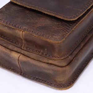 Mens Waist Bags Vintage Genuine Leather Mens Belt Bag Phone Purse Fanny Man