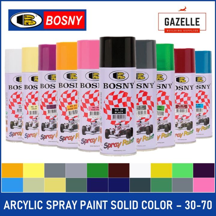 Bosny 100% Acrylic Spray Paint Solid Color - 49 COLORS | Lazada PH