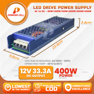 POWERRCELL 12V 33.3 400W LED Power Supply DC12V Ultra-Thin Strip Power Supply 60w/100w/150w/200w/300w/400w