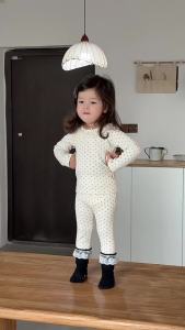 2025 Autumn and winter Korean-style childrens clothing boys and girls autumn and winter home pajamas for babies A Clothing and homewear sets