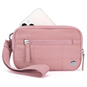 OKKFINE ไนลอนทำจากไนลอน กระเป๋าสตางค์คล้องมือ มี3ซิป กันน้ำกันน้ำได้ กระเป๋าสำหรับข้อมือ  เบาเป็นพิเศษ ที่จัดระเบียบโทรศัพท์ กีฬาโยคะกีฬา