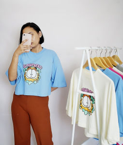 crop top oversize  garfield premium quality real combed