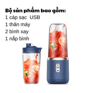 Máy Xay Sinh Tố Cầm Tay Mini Không Dây 40W Máy Say Sinh Tố Có 6 Lưỡi Dao Không Gỉ Sét Kèm Cáp Sạc USB Tiện Dụng HOMELY