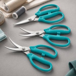 Curved Sewing Scissors Stainless Steel Sharp Fabric Trimming Shears Ergonomic Handle Craft