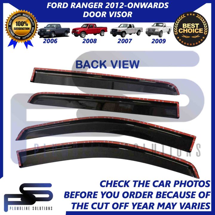 Door Visor for Ford Ranger T6 T7 T8 Wildtrak / Raptor 2012 2013 2014 ...