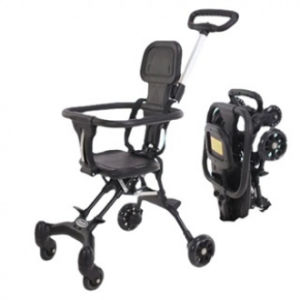 Baby Stroller Foldable Bidirectional 4 Wheels Lightweight Stable Soft Seat Shockproof Handcart