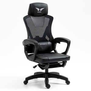 Office Chair Ergonomic Computer Gaming heavy duty reclining with footrest Comfy High Back with Tilt Function with Lumbar Support PU Leather Seat Cushion