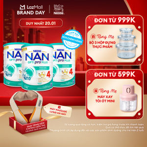 [CHỈ 20.01 QT Đơn 599K/999K] [Tặng Máy massage lưng vai gáy] Bộ 3 Lon Sữa bột Nestlé NAN OPTIPRO PLUS 4 với 5HMO xuất xứ Thụy Sĩ - Hộp 1500g cho bé từ 2 - 6 tuổi - Sữa công thức dinh dưỡng cho trẻ giúp hỗ trợ tiêu hóa đề kháng trí não