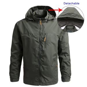 Jaket mendaki windbreaker lelaki jaket windbreaker luar jaket jaket hoodie jaket kalis air lelaki Jaket Mendaki Gunung Tentera Plus Saiz M-3XL