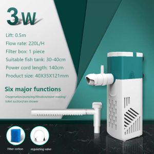 Aquarium Pump with Filter 6-IN-1 Fish Tank Oxygen Submersible increase oxygen absorption make waves