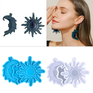 Asymmetric for Sun Moon Combination Earring Mold Epoxy Resin Ornament Mold Resin Casting Pendant Mold Suitable for Diy
