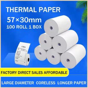 100 Rolls 57mm*30mm Thermal Paper for Thermal Printer (White)