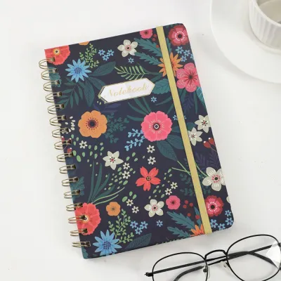 LUMI CO 5.7 X 8.5inch Spiral Notebook 160 Pages A5 Hardcover Spiral Diary Practical Back Pockets Artfan Notebook Journal Women