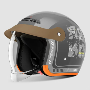 หมวกกันน็อคครึ่งปีสําหรับทุกฤดูกาล หมวกนิรภัย ชุดหมวกกันน็อค แฟชั่น ความต้องการส่วนบุคคล สะดวกสบาย ประสิทธิภาพการป้องกัน หมวกกันน็อค วัสดุทนทาน สีเงินเมทัลลิก/หมวกกันน็อครถยนต์ หมวกกันน็อคสี่ฤดูกาล หมวกกันน็อคกันหนาวและอบอุ่น