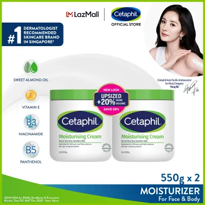 CETAPHIL Moisturizing Cream 550g Face & Body Moisturizer for Sensitive Dry Skin Fragrance-Free Twin Pack