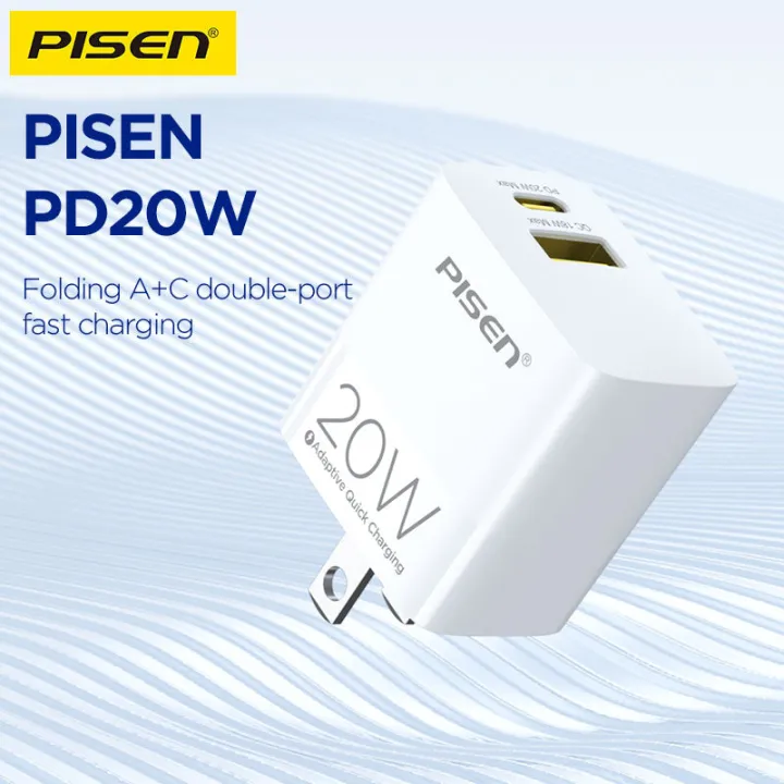 Bộ Sạc Nhanh PISEN 30W 2 Cổng USB-A/USB-C, Tương Thích iPhone/Samsung ...