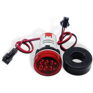 Round 22mm Mini LED Dual Voltage Ampere Meter AC50~500V 0~100A Voltmeter Ammeter
