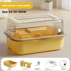 Hamster Cage Double clear pet cage panoramic view cage Hamsters Cage with Running Wheel Water