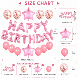 25pcs Happy Birthday Balloon Set Sequined Star Balloons Birthday Party Decoration Letter Foil Balloons