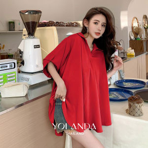 【SAT】Yolanda เสื้อเชิ้ต ผู้หญิง กระดุมเก็บแขน ผ้านุ่มลื่น ทรงสวย ใส่สบาย เชิ้ตสไตล์เกาหลี FF1003