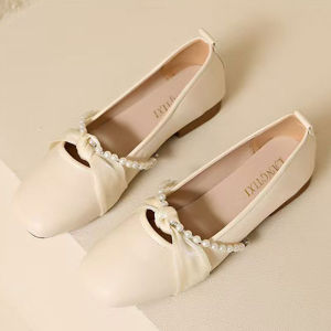 Ribbon Pearl Loafers Soft Sole Moccasins WomenS 2026 Spring/Summer New Flat Gentle Shoes