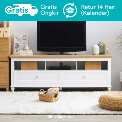 Dekoruma Kanou Meja TV Minimalis atau Lemari Rak TV 2 Laci (Buffet TV Cabinet)