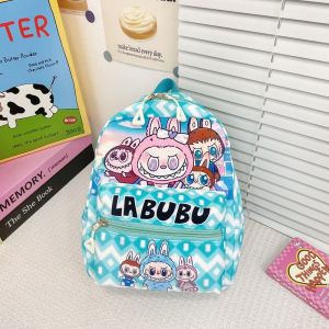2025 กระเป๋าเด็กขนาดใหญ่ใหม่ Labubu น่ารัก กระเป๋าเป้โรงเรียนประถม กระเป๋าสะพายคู่สำหรับเด็กอนุบาล กระเป๋า Bubble Mart KHTD