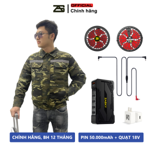 [HÀNG CHUẨN LOẠI 1] Áo Điều Hòa Chính Hãng ZASKY Nhật Bản Pin Nhật 50.000mAh Chạy 17h - 20h BH 1 Năm Lỗi 1 Đổi 1 Tặng 2 Túi Đá Khô