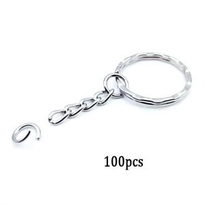 100Pcs Keychain Split Rings Short Chain Key Rings Split Ring Link Chains Cincin Kunci Keyfob DIY Jewelry Accessories