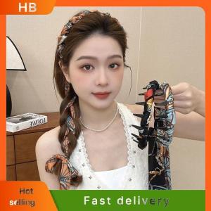 HB Ribbon Comb Headband Vintage Wave Headband With Floral Ribbon & Comb - Reversible High Crown Effect Hairband