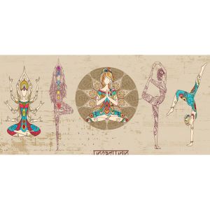 Tranh dán tường 3d trang trí decor phòng tập yoga có sẵn keo dán( có in theo yêu cầu)