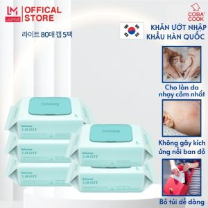 Combo 5 gói khăn ướt không mùi Hàn Quốc an toàn tiện dụng - Light 80