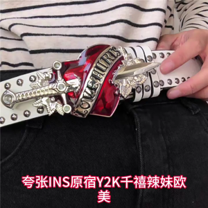 Heart Buckle Waist Belt Jeans Waistband Punk Style Studded Belt Waistband for Street Player Country Girls