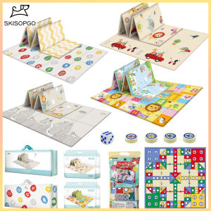 SKISOPGO 180/200cm Baby Mat XPE Double Sided Playmat Waterproof Foldable Crawling Floor Mat Carpet Makanan