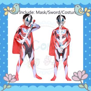 Comel Kids Cosplay Ultraman Jumpsuit Cosplay Costume Kostum Ultraman Jumpsuit Set 儿童奥特曼角色服