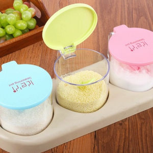Rak Tempat Bumbu Set 3 in 1 / Toples Wadah Bumbu Dapur Garam Gula Merica Serbaguna Bahan Plastik 1 - HPD206