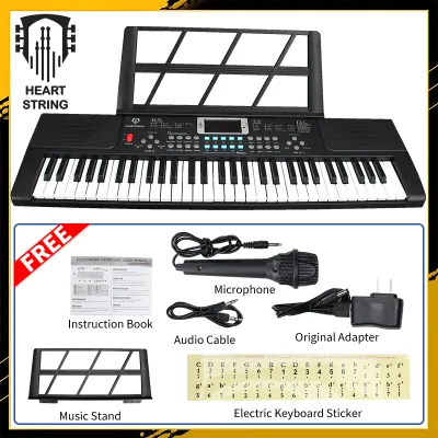 Heart String 61 Keys Electric Piano Keyboard Portable Electric Keyboard Set for Kids Beginner Adults