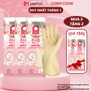 Mua 3 Tặng 2 Bộ 3 Đôi Găng Tay Cao Su Tay Lửng Ngọc Trai Size L