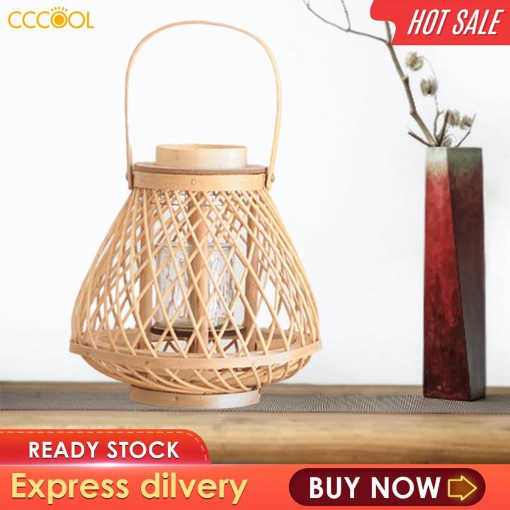 CCCOOL โคมไฟไม้ไผ่สานหวายกรงนกแขวนแสงสีชางานฝีมือที่ตั้งสำหรับใช้เป็น ...