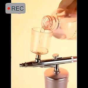 Mini Airbrush Kit with Compressor 7.4V USB Rechargeable Cordless Portable Airbrush Spray Gun Oxygen Injector for Skin Care Makeup Nail Art Cake Decorating Model Painting