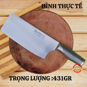 Dao chặt xương ống GLO-BAL Nhật Bản bằng thép trắng đúc 3 lóp chống gỉ-Trọng lượng 700GR
