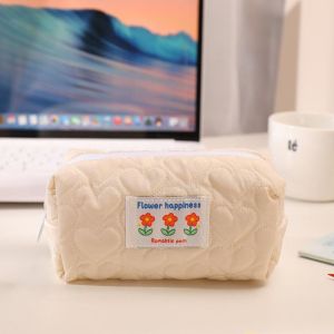 UUMIR Large Capacity Portable Square Makeup Zipper Cosmetic Storage Pencil Case Stationery Transparent Grid Pen Bag