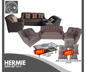 HERMIE LUXE SOFA SET FOR STYLISH LIVING ROOM  WITH CENTER TABLE AND 5 PCS PILLOWS - DONALDs PORCH