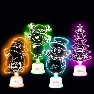 4PCS Colorful LED Christmas Decorative Lights with Music Xmas Tree Snowman Kids Gifts Cute Glowing Light Party Home Decor