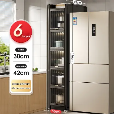 YOYO Narrow Gap Storage Cabinet | Dust-Proof Kitchen Storage Cabinet | Kitchen High Cabinet | Kitchen Refrigerator Slit Organizer | 40kg Per Shelf